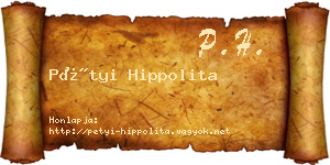 Pétyi Hippolita névjegykártya